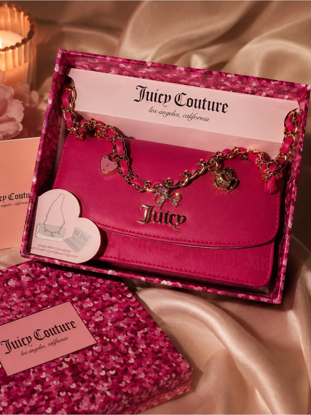 Juicy Couture Hot Pink Chain Crossbody Bag